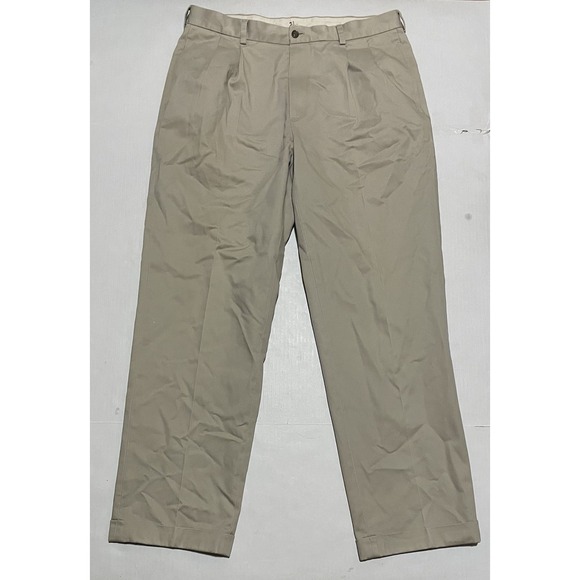 Brooks Brothers Other - Brooks Brothers Tan Pants 36‎ X 31.5 Advantage Chino Elliot Pleated Cuffed 346